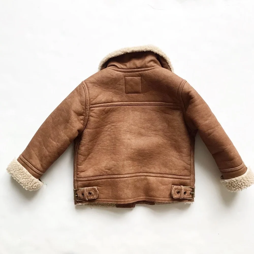 BABygap brown shearling motto style jacket EUC 2T